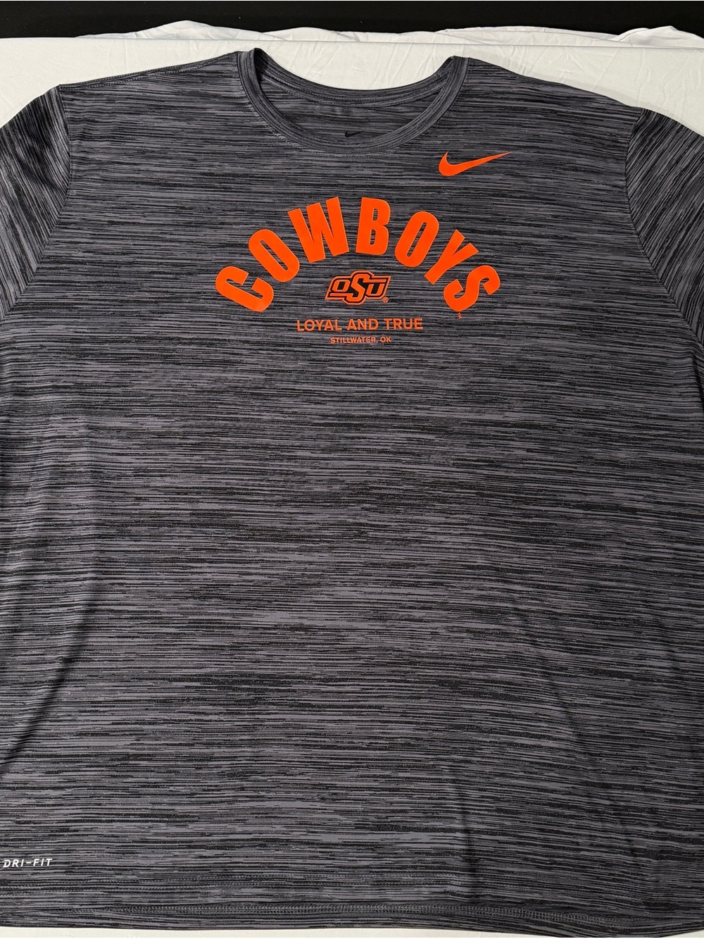 Nike Gray Heather Long Sleeve 'Cowboys' Dri-FIT Shirt with Orange Logo